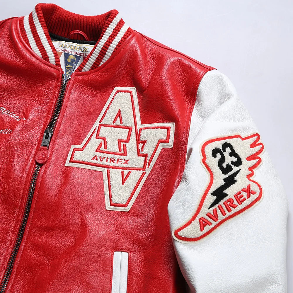 Men's Real Leather Jacket with Embroidery thicken first layer cowhide leather Leather Winter Classic Warm Baseball outfits Coat
