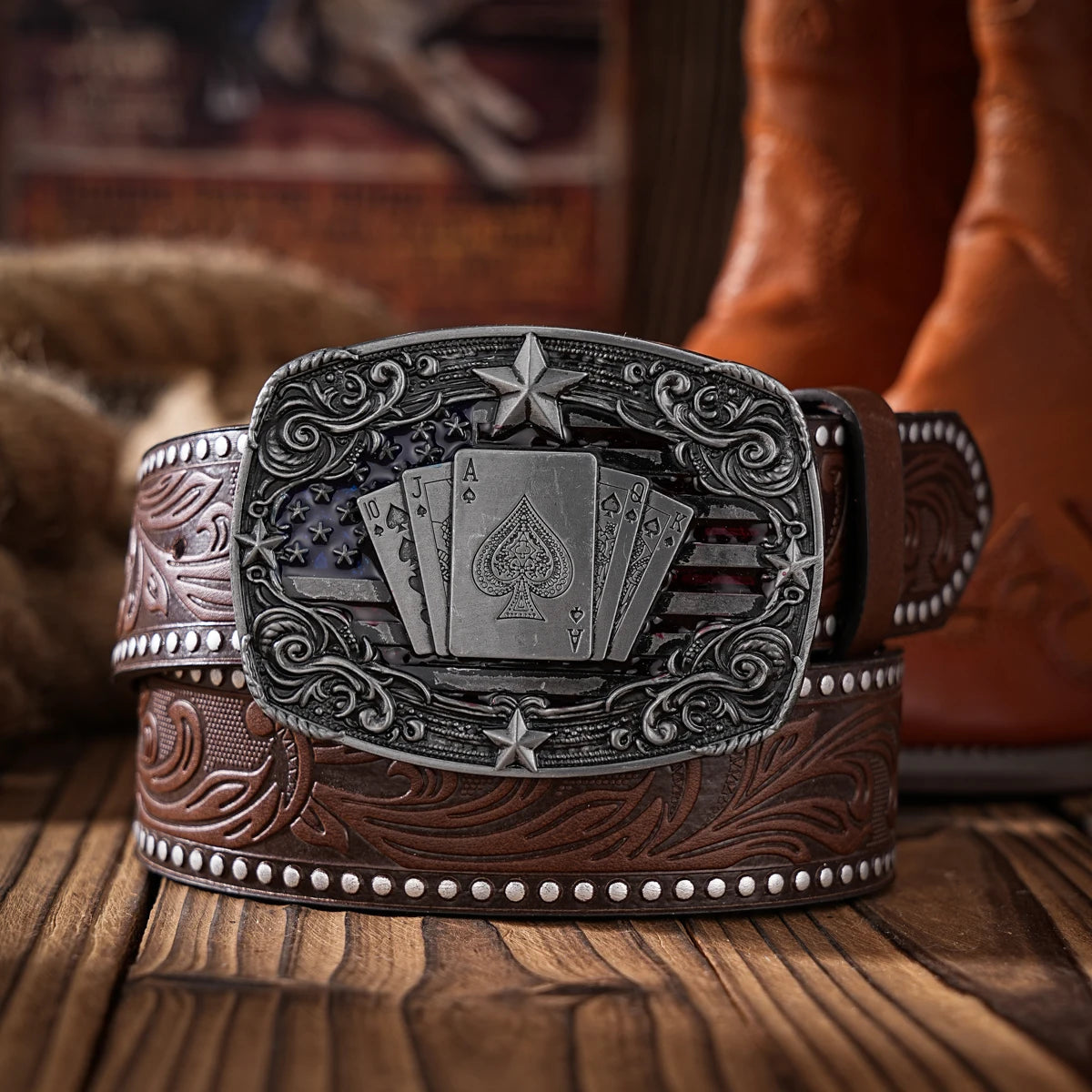 A Western-style PU material belt for both men and women, a casual, retro and classic personalized belt
