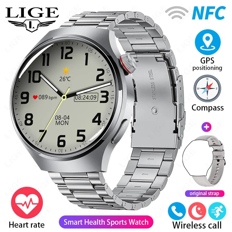 LIGE New Smart Watch Men 1.52 inch Full touch Screen  Bluetooth Call Heart Rate Waterproof Men SmartWatch For GPS Sport Tracker