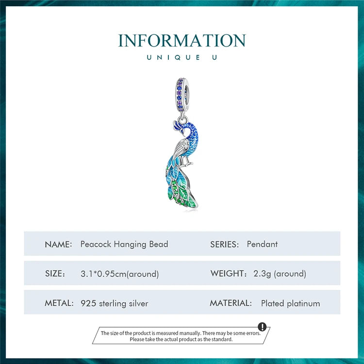 Bamoer  925 Sterling Silver Phoenix Pendant Dragon Charms Enamel Process Plated Platinuma Fit Women DIY Bracelet Fine Jewelry