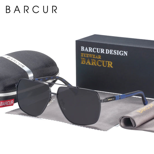 BARCUR Square Mens Sunglasses Polarized Driving Gradient Sun Glasses for Men UV400 Shades Eyewear Oculos Gafas De Sol