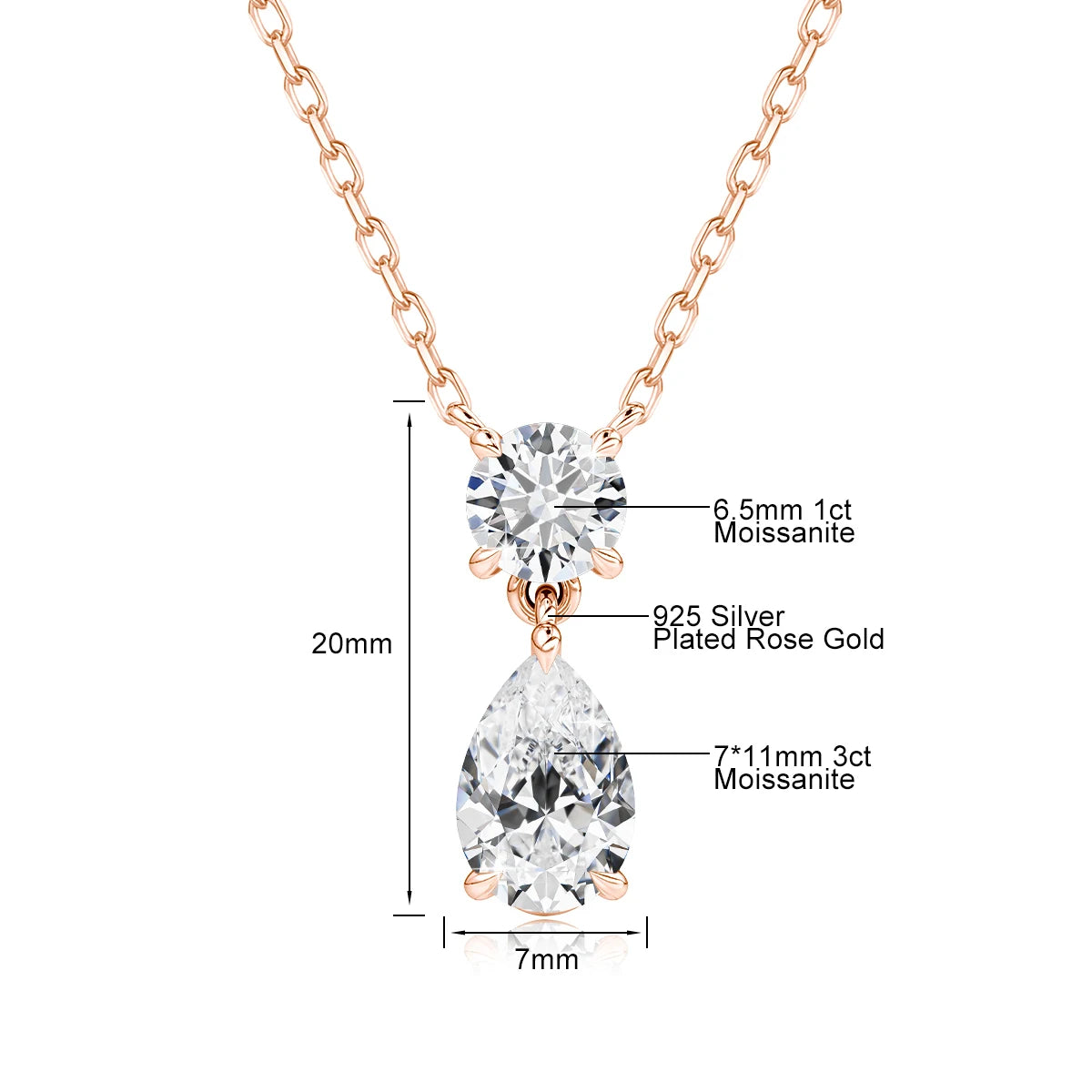 4ctw Pear Teardrop Cut Moissanite Diamond Pendant Necklace D Color GRA Certified 925 Silver Plated 18k Gold Jewelry for Women