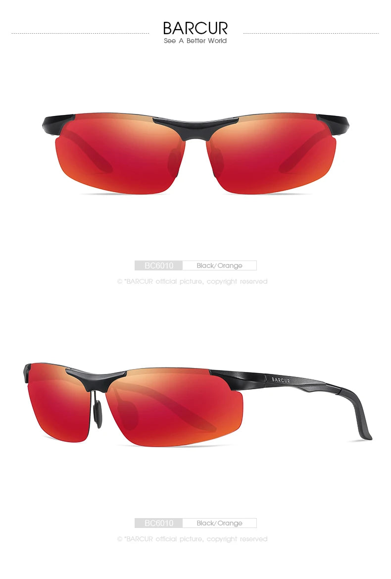 BARCUR Aluminium Magnesium Sunglasses for Men Polarized UVA&B Protection Photochromic Ultralight Sun Glasses Sports Eyewear
