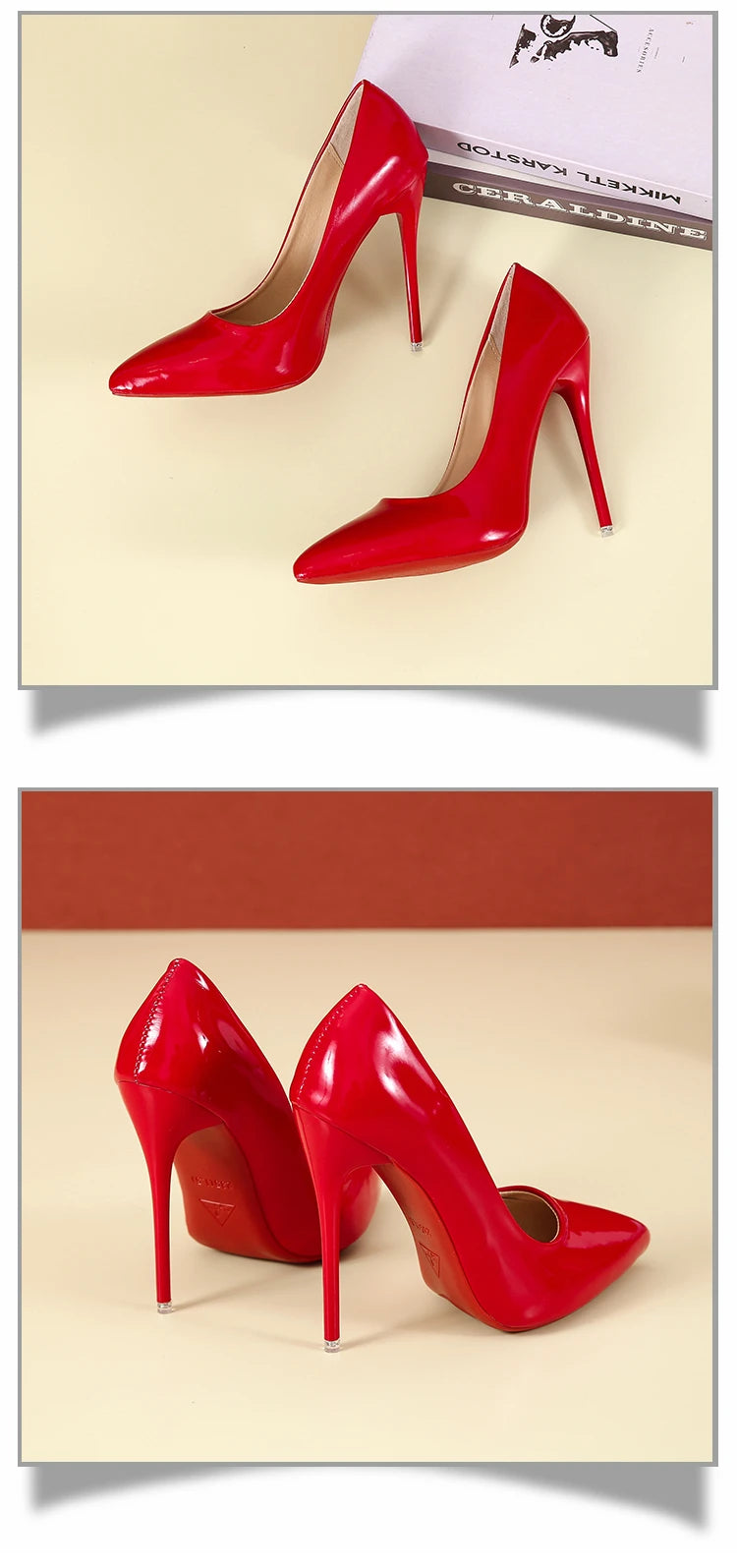 Temperament 12cm Super High Thin Heels Shoes Women Pumps Pointed Toe Colorful Patent Leather Stiletto Wedding Shoe Size 45