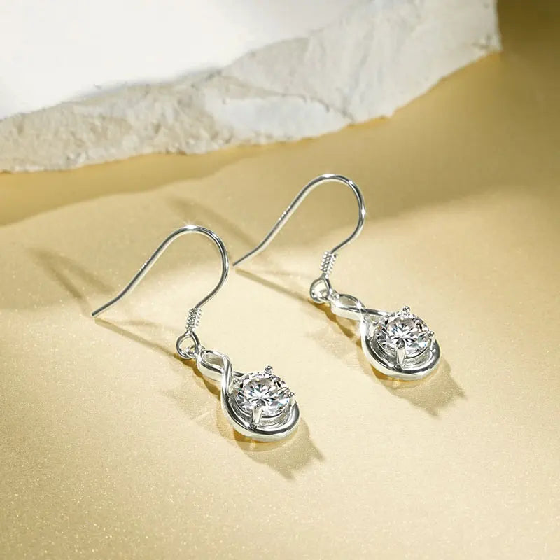 Lnngy 925 Sterling Silver Drop Earring Certified 6.5mm Moissanite Dangle Earring With GRA for Women Beautiful Jewelry Gift