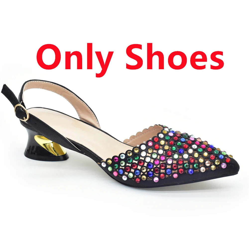 New Arrival Pointed Toe Women Sandals Shoes and Bag Set for Ladies Wedding Party Pumps Italian Shoes and Bags Matching Set
