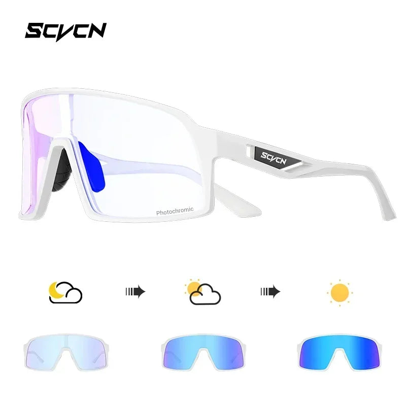 Scvcn Color Photochromic Sunglasses for Men Cycling GlassesWomen MTB Glasses Sports Hiking Running UV400 Lightweight Glasses