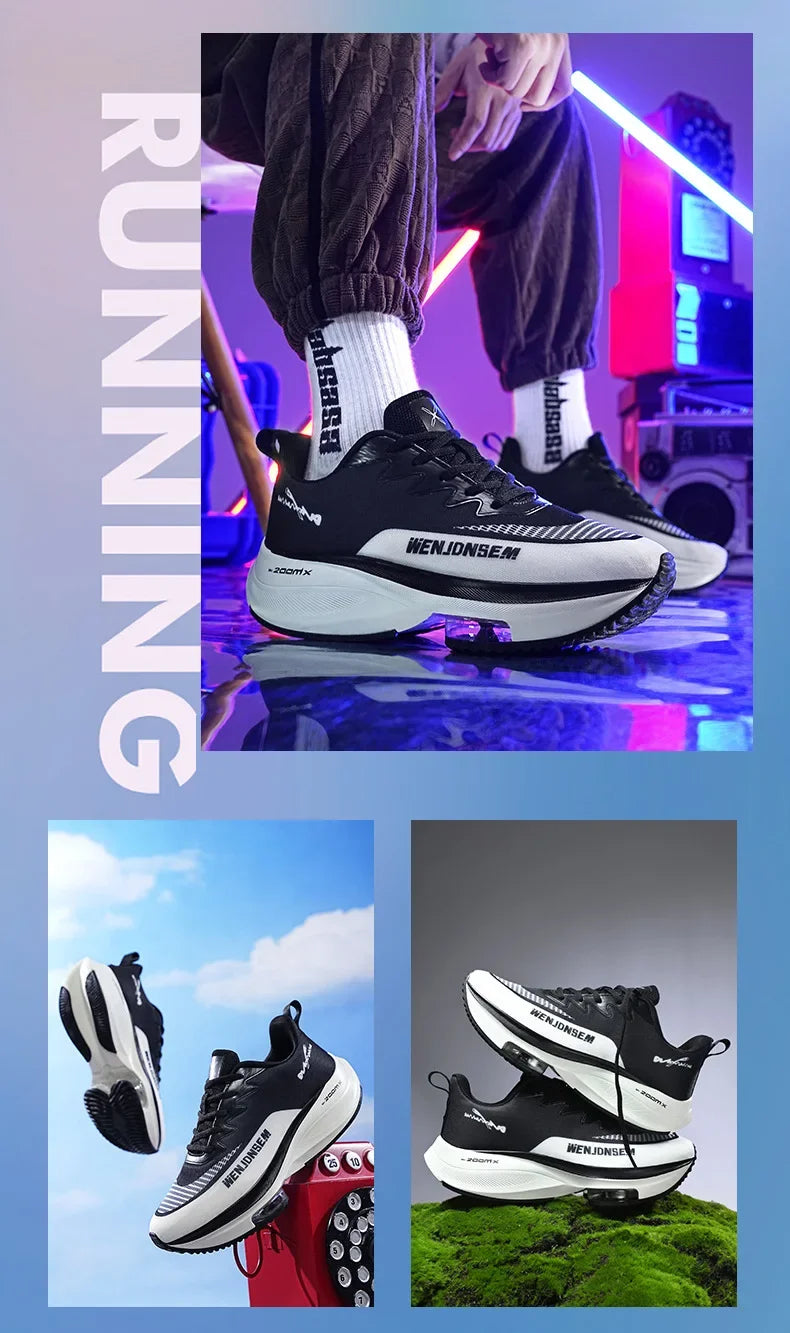 Men's Breathable Sports Shoes Summer Collection Mesh Fabric Double Air Cushion Running Shoes Korean Style The New