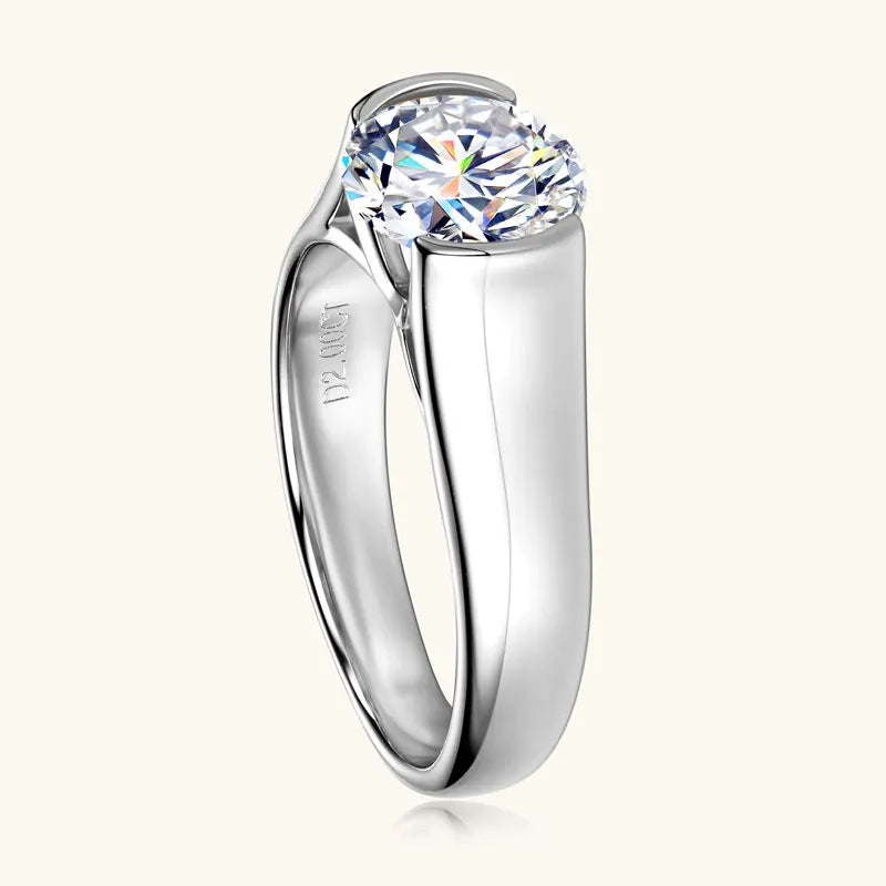 Lnngy Certified 8mm 2ct Moissanite Solitiare Ring For Women Original 925 Sterling Silver Wedding Rings With GRA Certificate