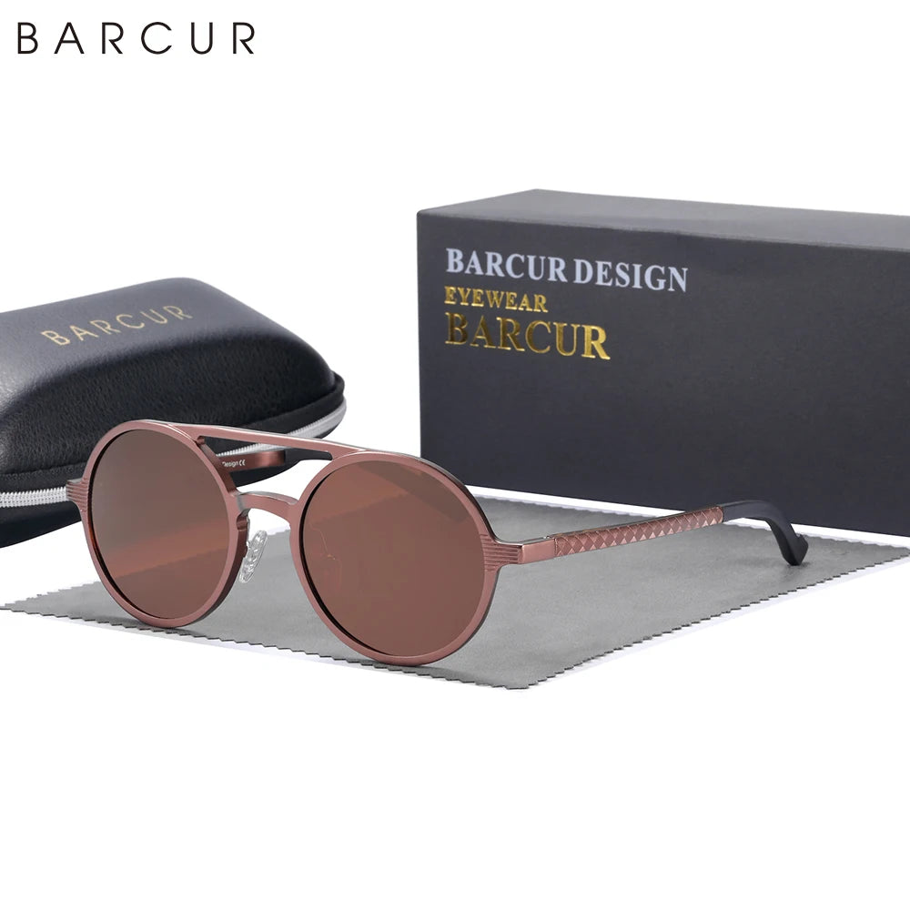 BARCUR Steampunk Polarized Sunglasses Men Light Weight Retro Vintage Women Sun Glasses for Men