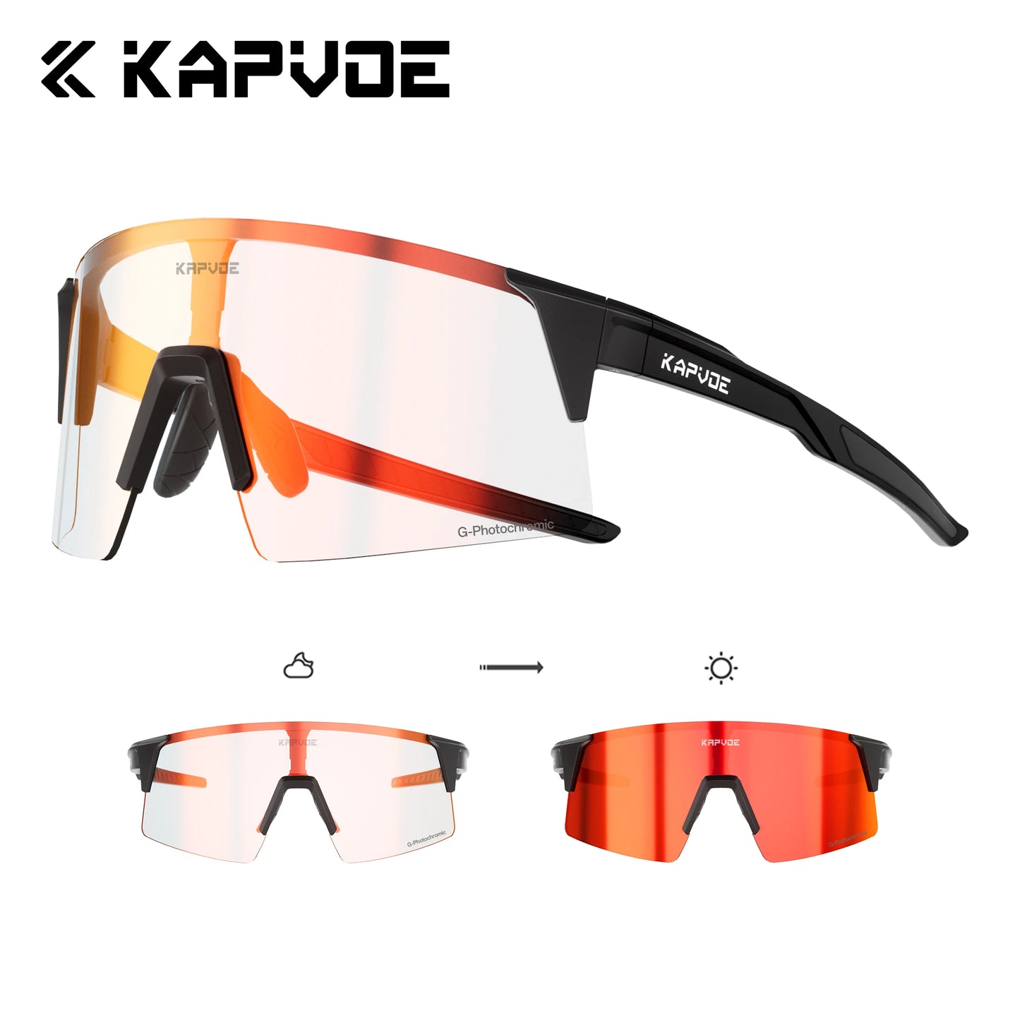 Kapvoe Photochromic Men Bike Cycling Sunglasses Women Glasses Bicycle Sports Running Glasses Outdoor UV400 New Road Goggles
