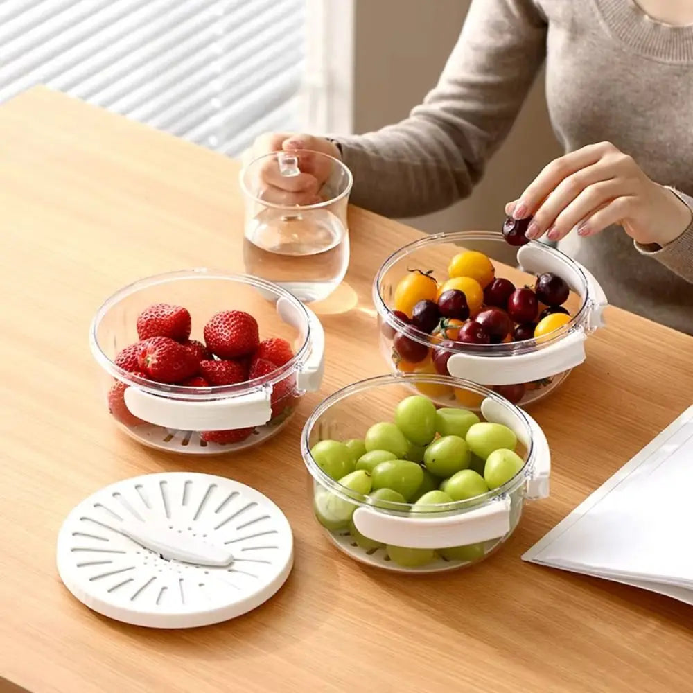 Folding Handle Rice Washing Drain Basket 2 In 1 with Lid Fruit Vegetable Washing Bowl Plastic Multi-function
