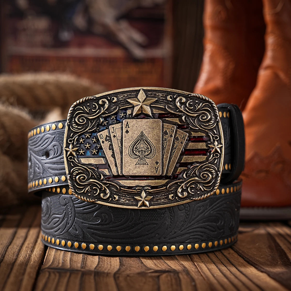 A Western-style PU material belt for both men and women, a casual, retro and classic personalized belt
