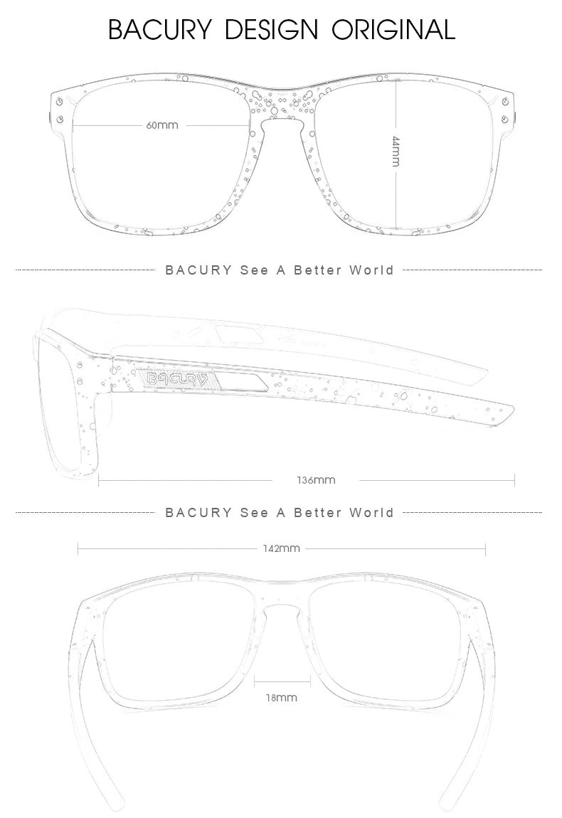 BACURY Fashion Sports Sunglasses for Men High Quality TR-90 Ultra Light Comfortable Frame for Women Outdoor Activity Sunglasses