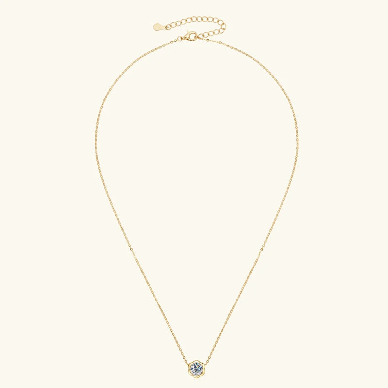 Lnngy GRA Certified D1.00CT Moissanite Necklace 925 Sterling Silver Flower Shape Pendant Necklace for Women Korean INS Jewelry