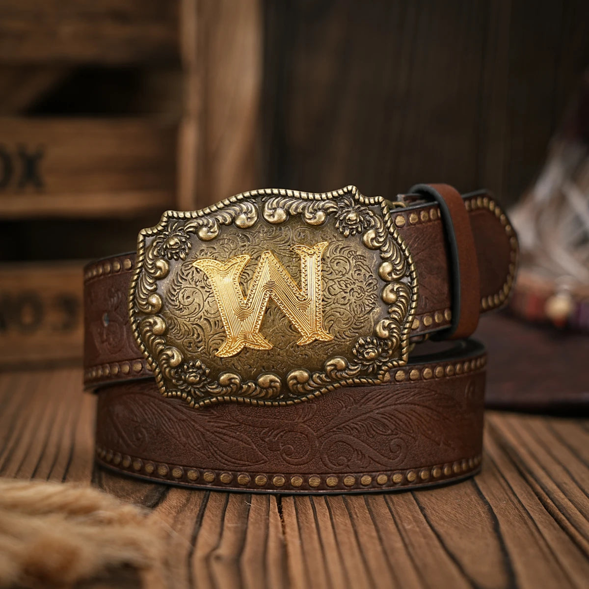 Vintage style PU Leather Western Denim Belt Classic Letter buckle - 3.8 cm wide, durable and stylish for men and women - perfect