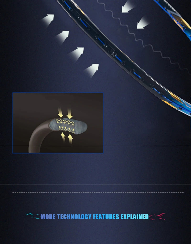 Alpsport AIR 10U Badminton Racket 52g Ultralight, HM Carbon Fiber & Titanium, 28lbs Fast Rebound for Pro Players