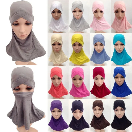 Cotton Muslim Full Cover Cross Cap Amira Hijab Arab Headwear Islamic Headwear Hat Women Modal Turban