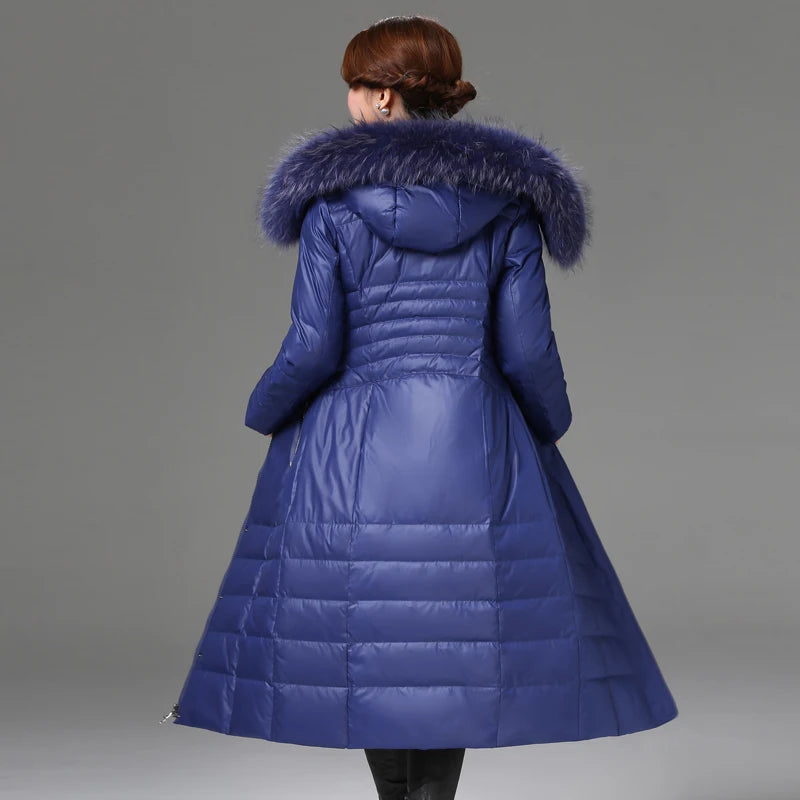 Shengyu Boya Middle-Aged and Elderly Over-The-Knee Long down Jacket Women's Jacket Thickeneded Mother's Fitted Jacket New Style