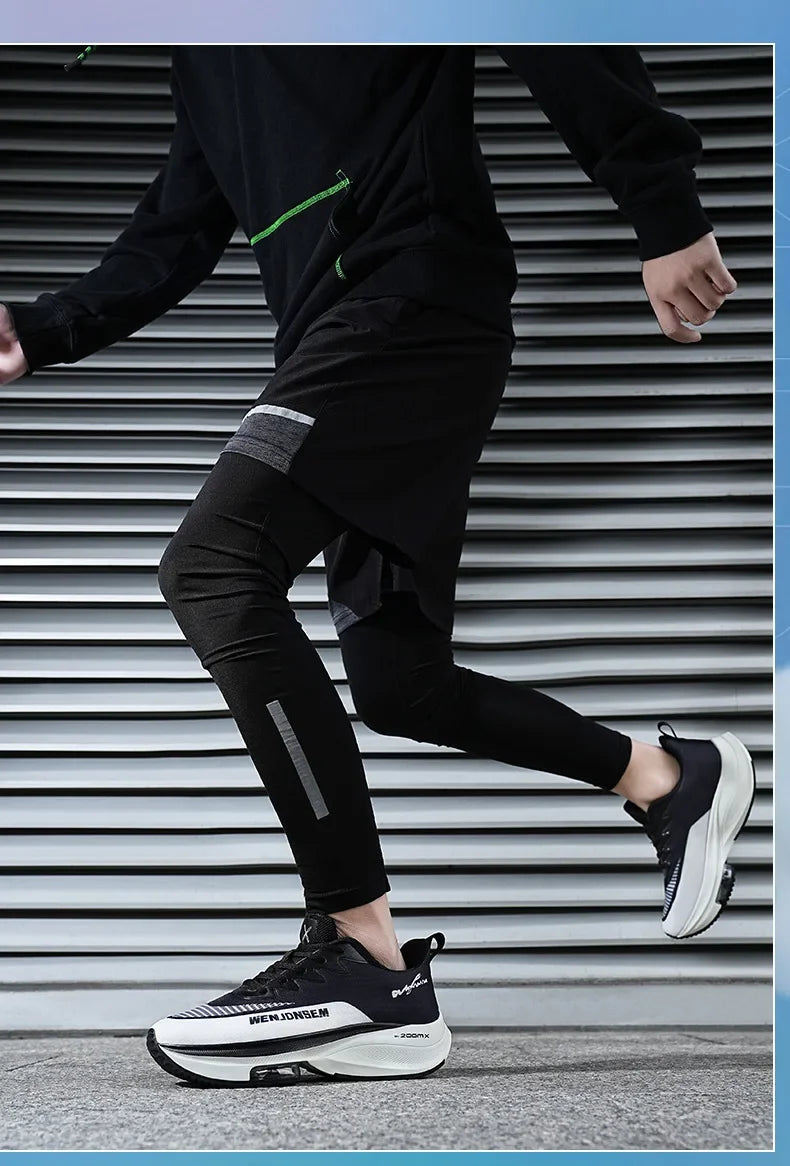 Men's Breathable Sports Shoes Summer Collection Mesh Fabric Double Air Cushion Running Shoes Korean Style The New