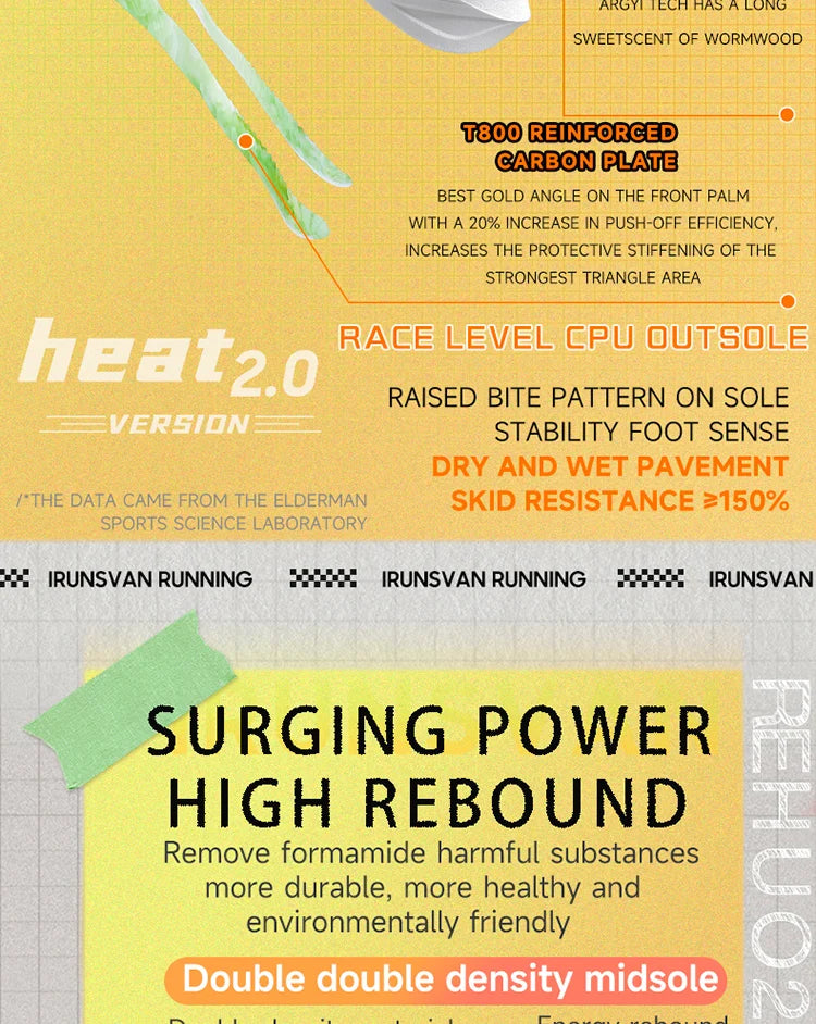 حذاء رياضي IRUNSVAN HEAT 2.0 من ألواح الكربون لسباقات الماراثون والجري الاحترافي للرجال، حذاء رياضي للتدريب الرياضي