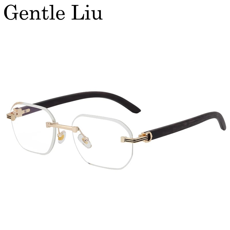 Vintage Square Rimless Sunglasses – 2025 Luxury UV400 Anti-Blue Light Eyewear for Men