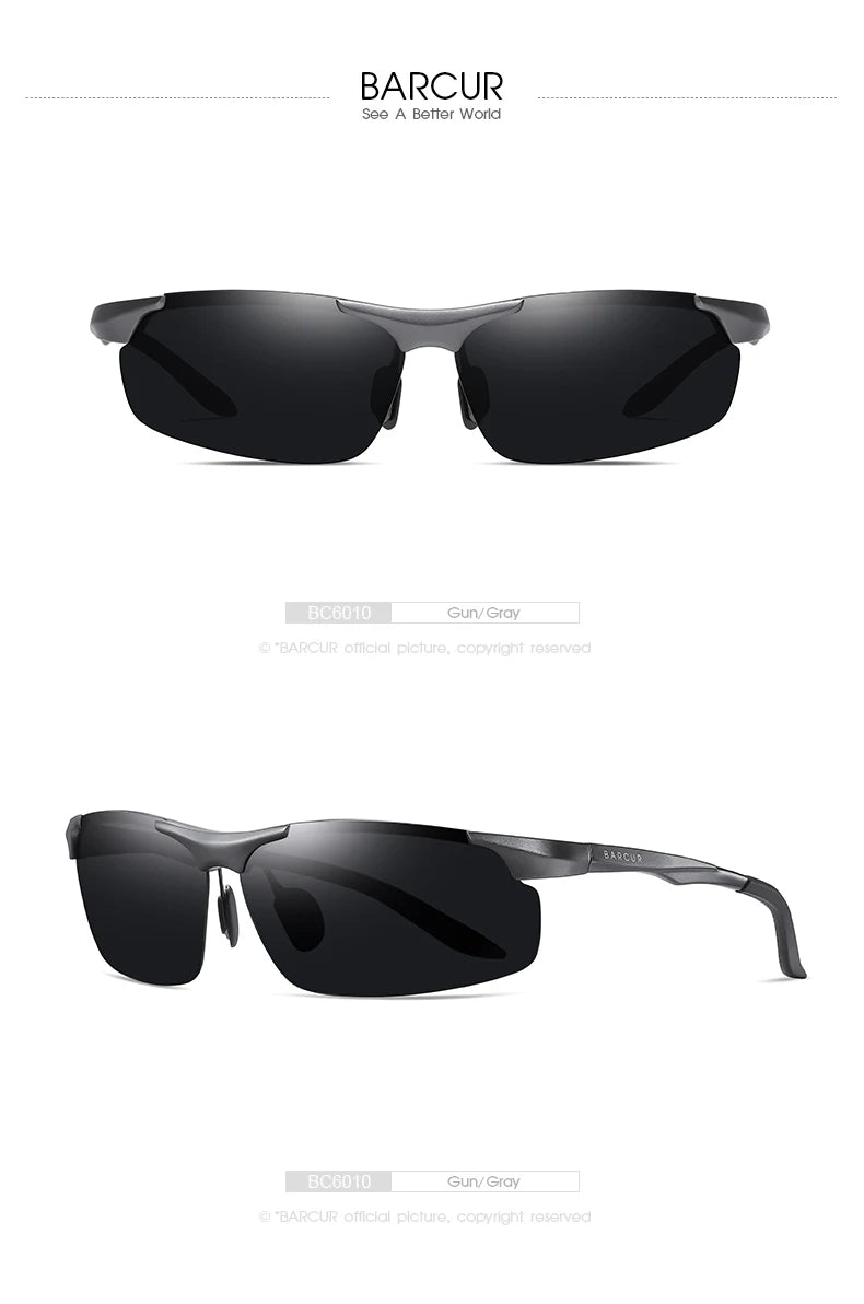 BARCUR Aluminium Magnesium Sunglasses for Men Polarized UVA&B Protection Photochromic Ultralight Sun Glasses Sports Eyewear
