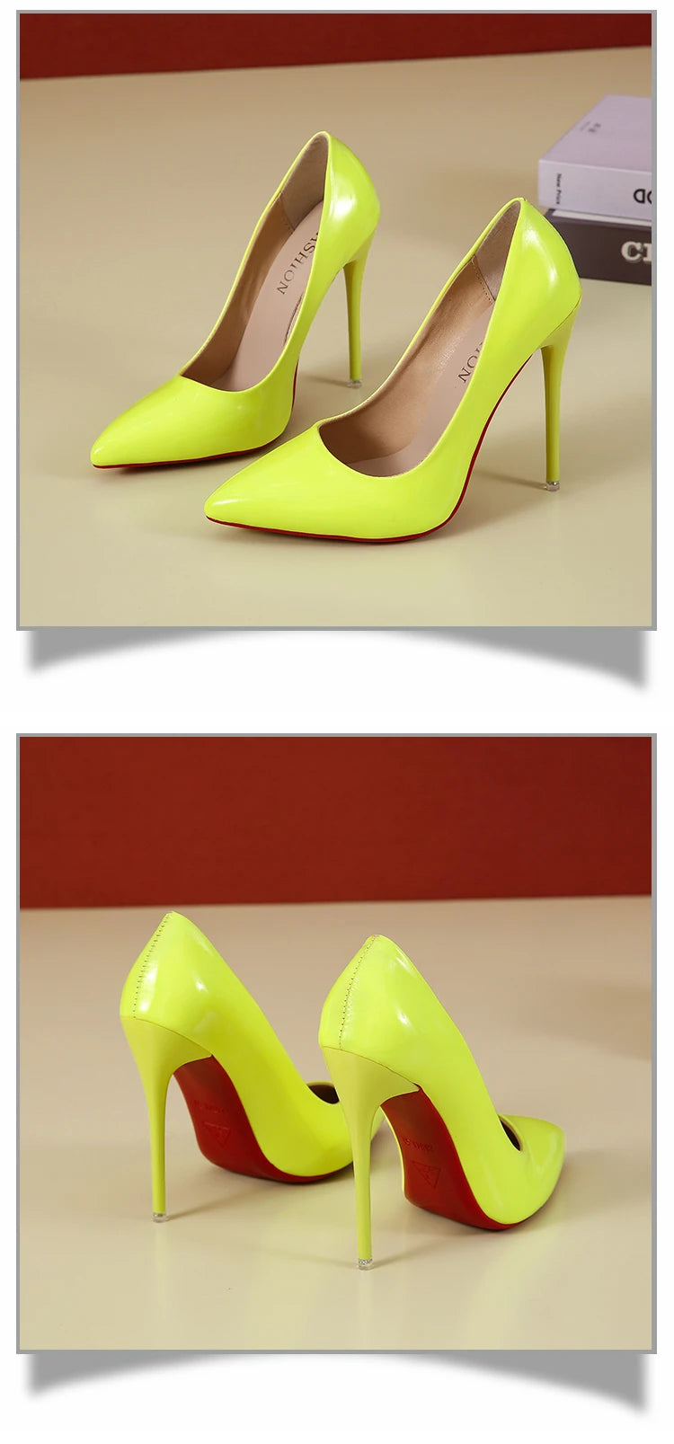 Temperament 12cm Super High Thin Heels Shoes Women Pumps Pointed Toe Colorful Patent Leather Stiletto Wedding Shoe Size 45