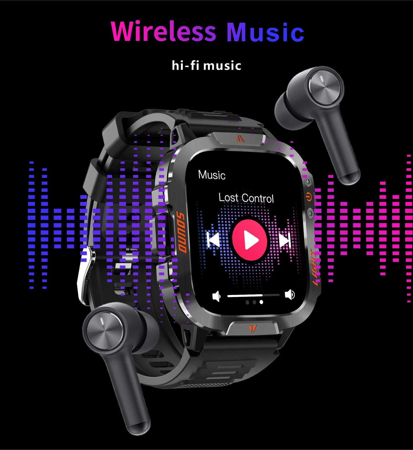 LIGE Military Smart Watch Men 1.96" Screen 3ATM Waterproof Bracelet Bluetooth Call AI Voice Sport Smartwatch With LED Flashlight