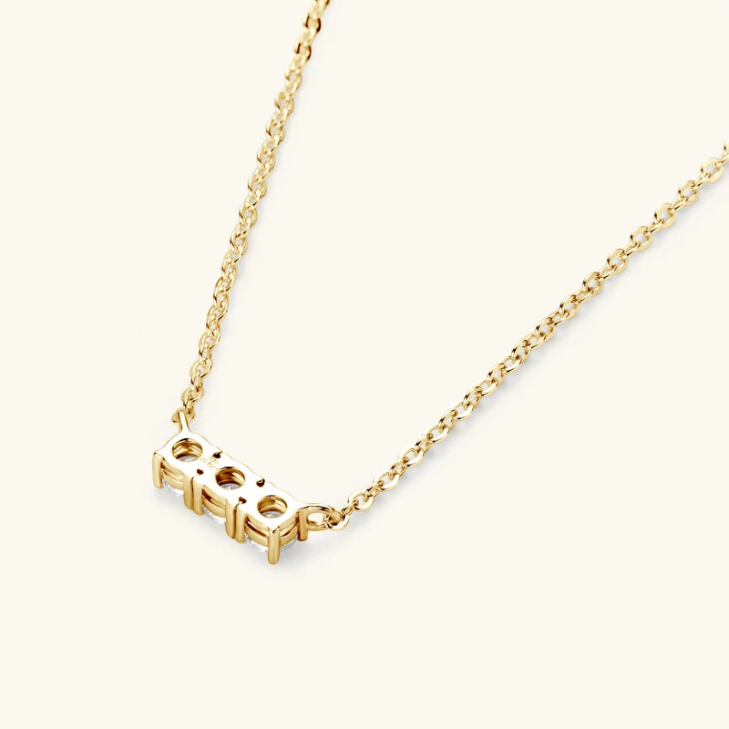 IOGOU Simple 3 Stone Moissanite Pendant Necklace Earrings Jewelry Set for Women Real 925 Silver Valentine's Day Christmas Gifts