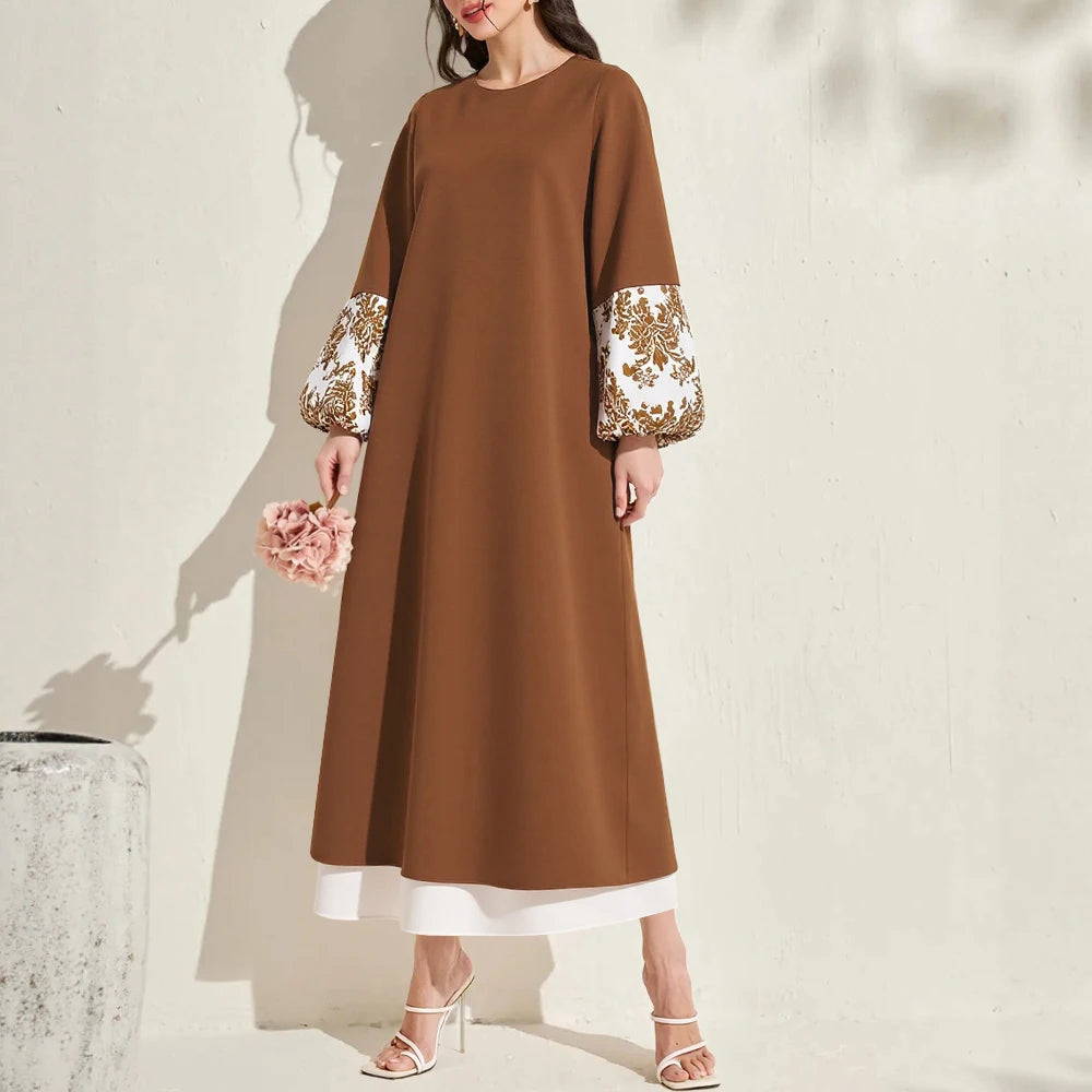 Rafiah Women's Dresses Summer Elegant Decent Fashion 2025 Solid Color
Long Sleeve Round-Neck A Line Casual Long Dress