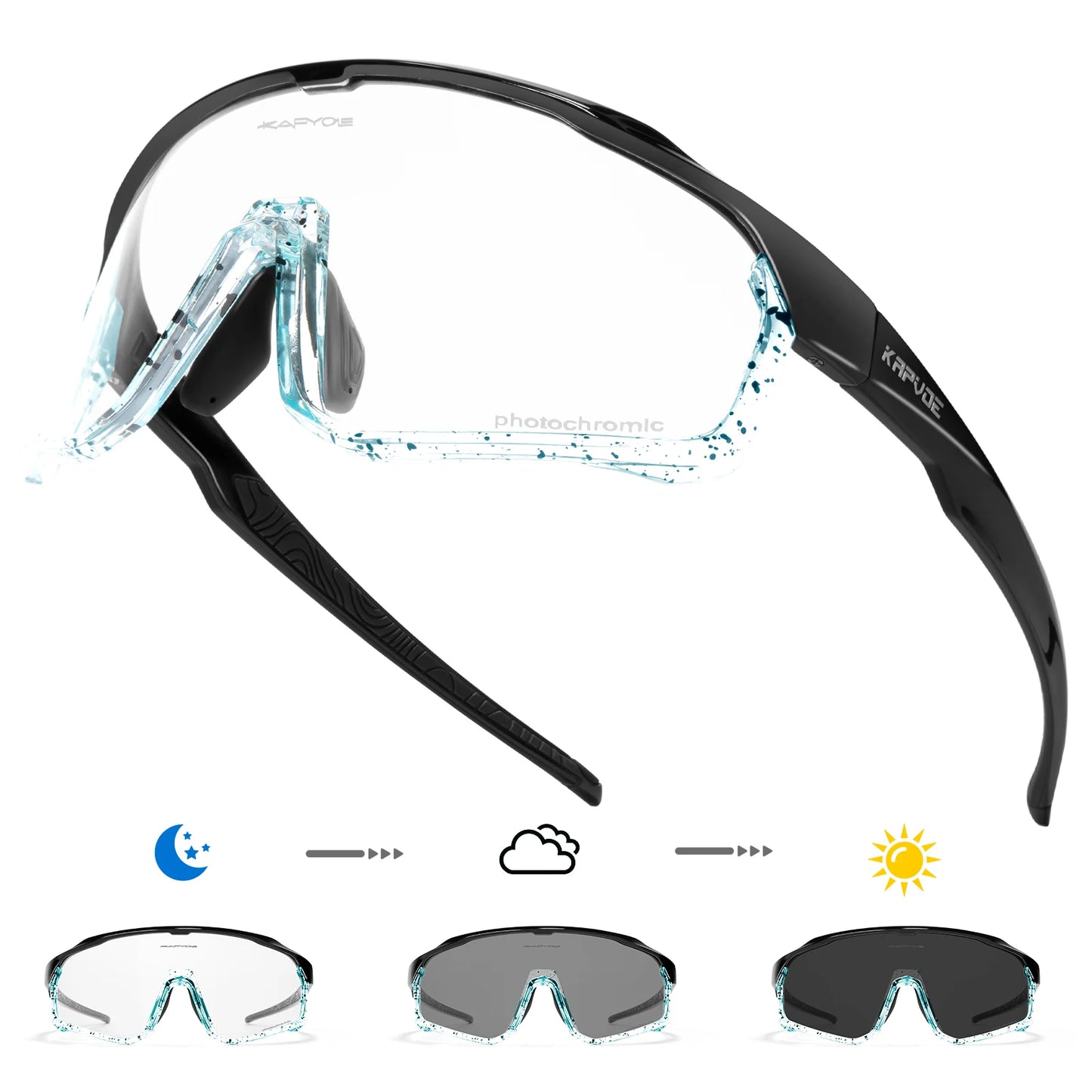 Kapvoe Photochromic Cycling Sunglasses for Men Women Bike Glasses Riding Driving UV400 Mountain Bicycle Goggles Eyewear Sports