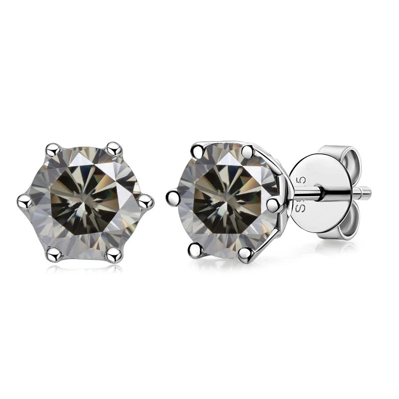 JoyceJelly 1/2/4CT VVS D Color Moissanite Russian Cut 8H8A Lab Diamond Stud Earrings For Women S925 Sterling Silver Fine Jewelry