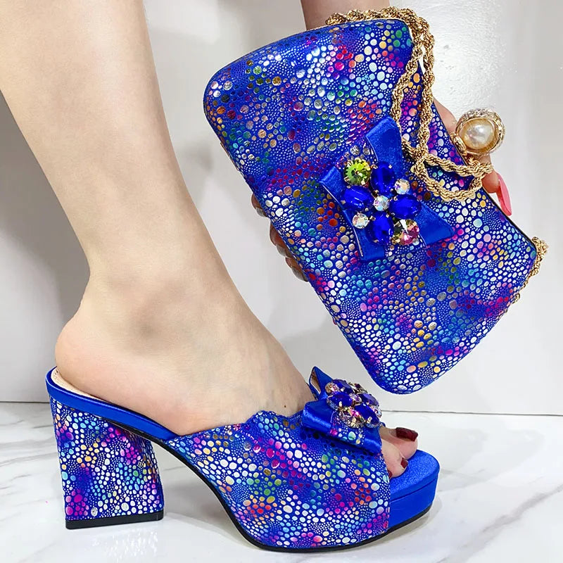 Slingback Sandals & Bag Set – Italian Style, African Ladies Peep Toe, High Heel Party Shoes