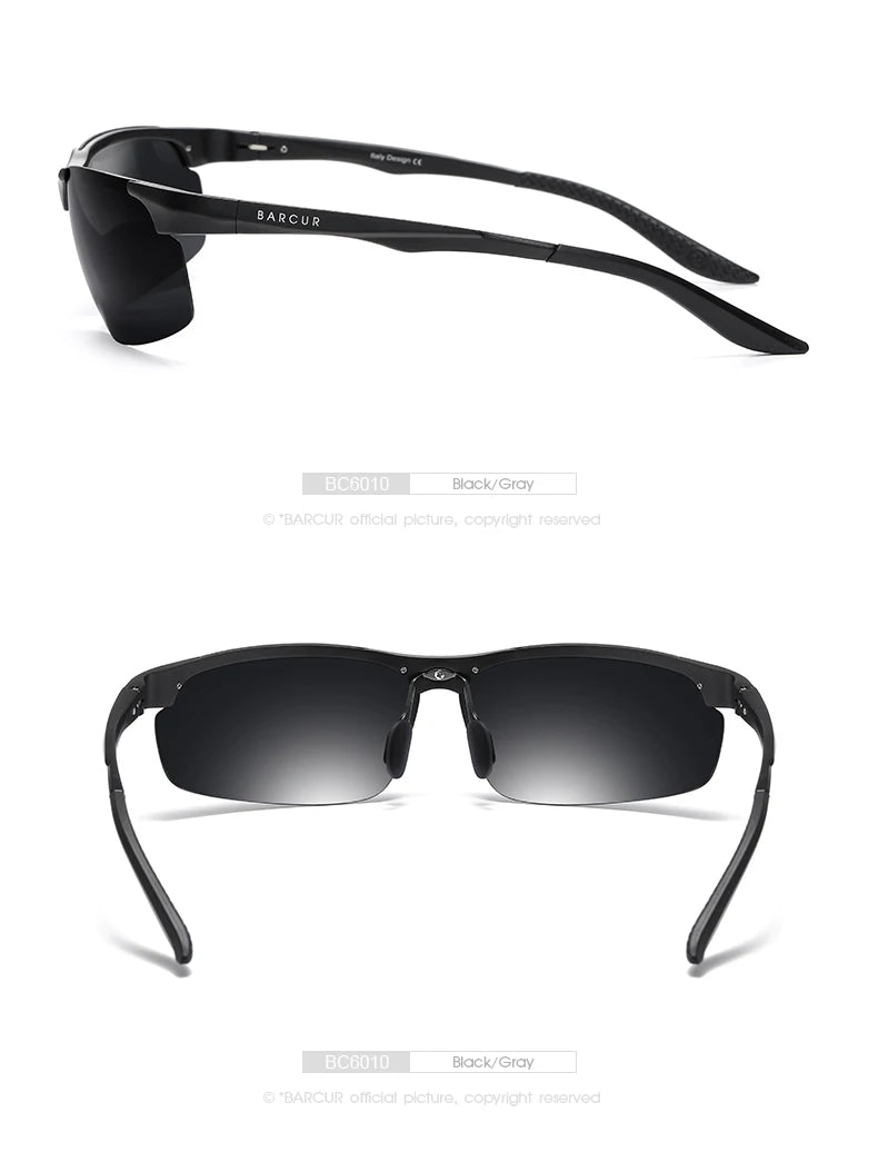 BARCUR Aluminium Magnesium Sunglasses for Men Polarized UVA&B Protection Photochromic Ultralight Sun Glasses Sports Eyewear