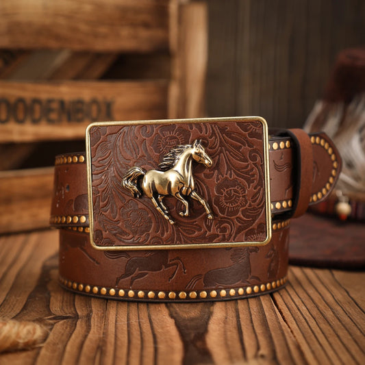A casual, individual and retro belt, a Western-style clothing accessory, metal buckle, PU belt, suitable for both men and women