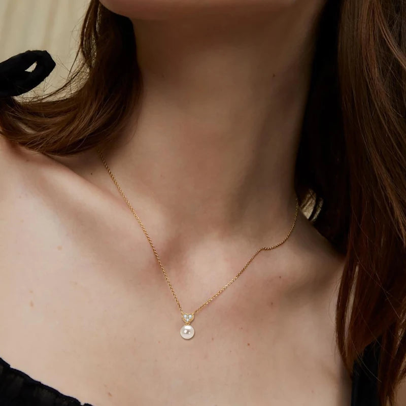Lnngy Baroque Pearl Pendant Necklace S925 Sterling Silver Natural White Freshwater Pearl Necklace For Ladies Grace Jewelry Gift