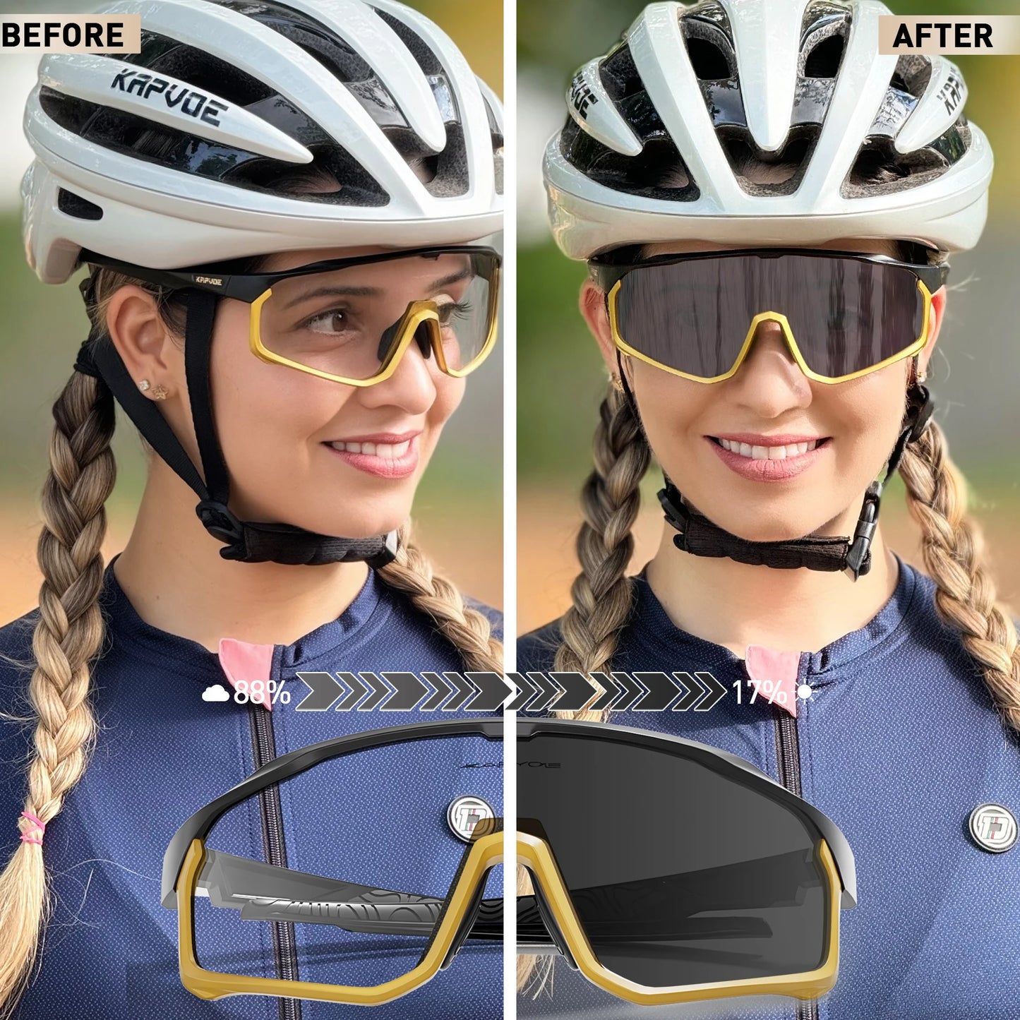 Kapvoe Photochromic Cycling Sunglasses for Men Women Bike Glasses Riding Driving UV400 Mountain Bicycle Goggles Eyewear Sports