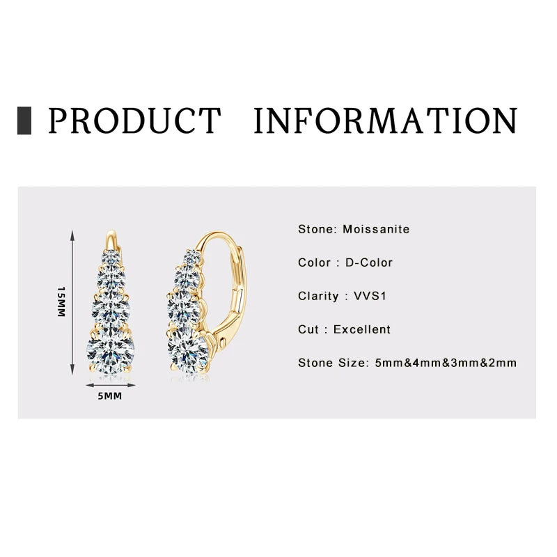 Lnngy Certified Moissanite Hoop Earrings 925 Sterling Silver 4 Stone Circle Earring For Women Ear Jewelry Pendientes Oorbellen