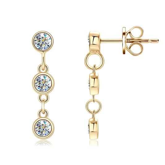 Anziw Long Chain Link Hanging Earrings Silver 925 2-3mm Moissanite Drop Earring Piercing Ear for Women Gold Paletd Jewelry Gift