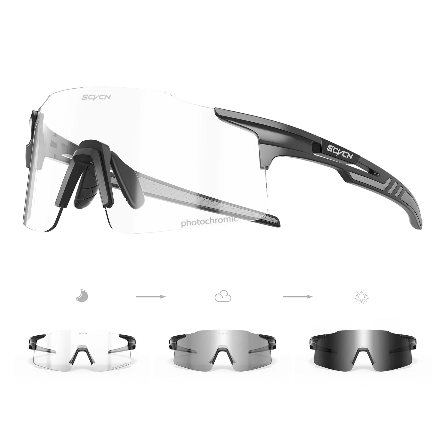 SCVCN New Photochromic Bike Driving Cycling Eyewear Outdoor Road Sunglasses Men Women Sports Glasses MTB UV400 Riding Goggles