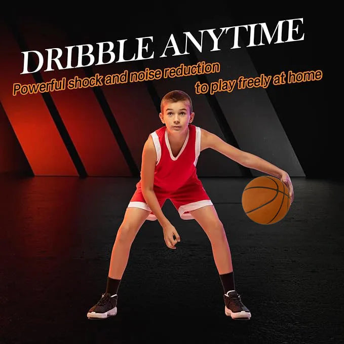 Grooved Silent Basketball w/ 90% Original Bounciness 29.5″ Quiet Bounce Indoor NBA Size No7 Airless PU Foam Basketball Xmas Gift