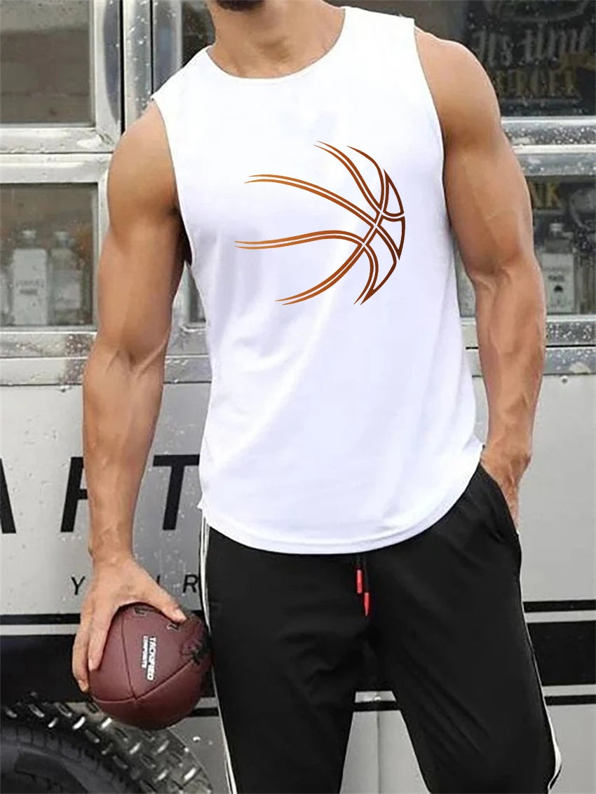 🏀 Men’s Summer Sleeveless Tank Top Basketball Pattern Print | Loose Fit | Comfortable & Breathable | Fitness & Leisure