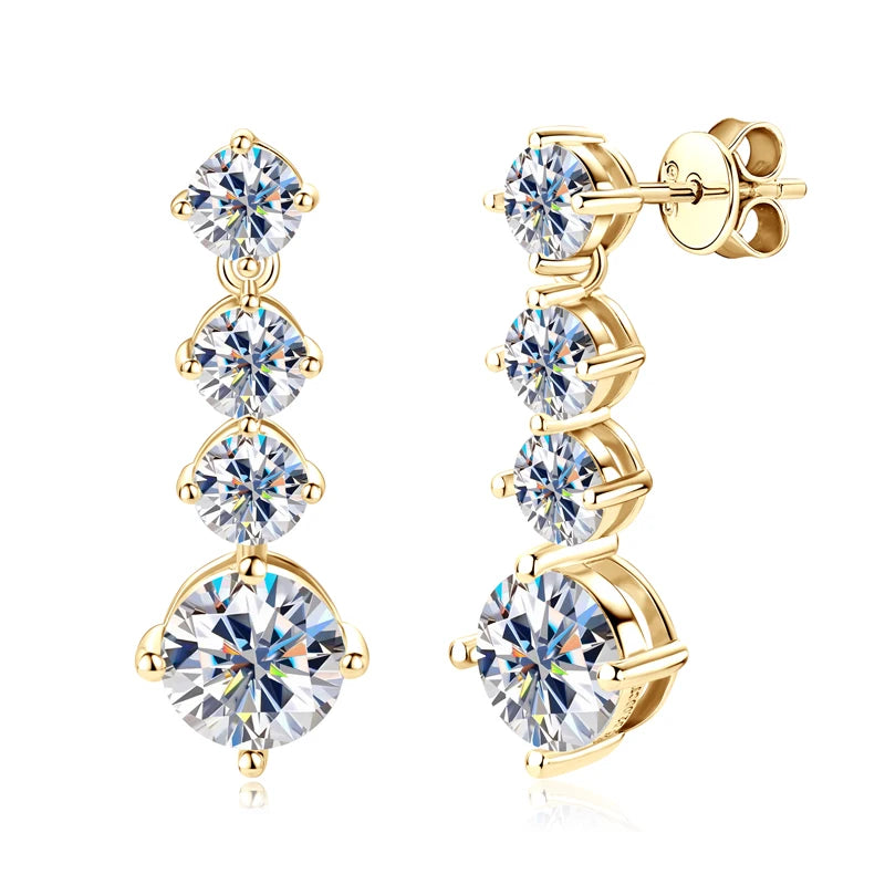 Lnngy Certified D2.00CT Moissanite Drop Earring With GRA 925 Sterling Silver Pendant Earrings for Couples Wedding Jewelry Gift
