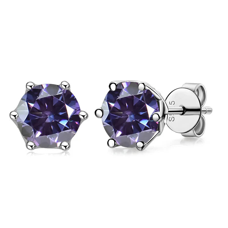 JoyceJelly 1/2/4CT VVS D Color Moissanite Russian Cut 8H8A Lab Diamond Stud Earrings For Women S925 Sterling Silver Fine Jewelry