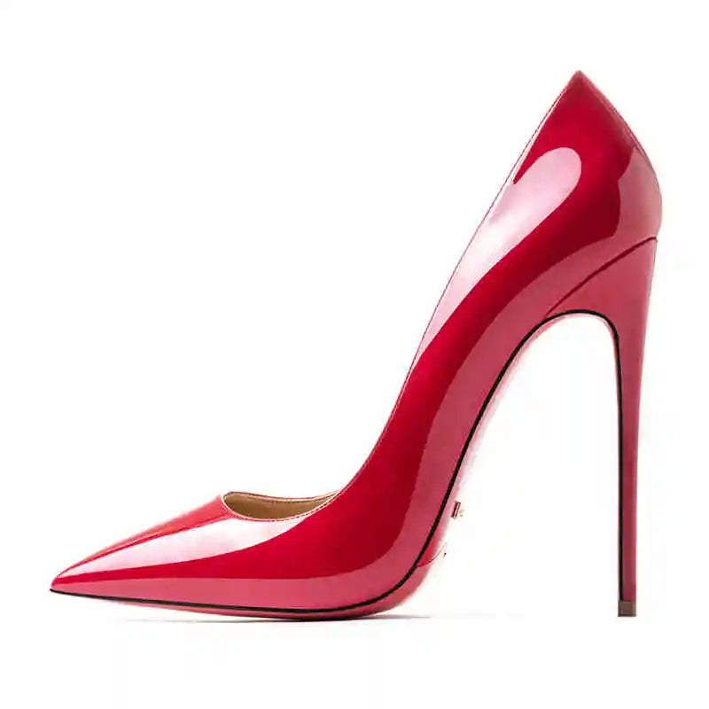 10cm (2) Women’s Patent Leather Pointed-Toe High Heels – 10cm Thin Heel