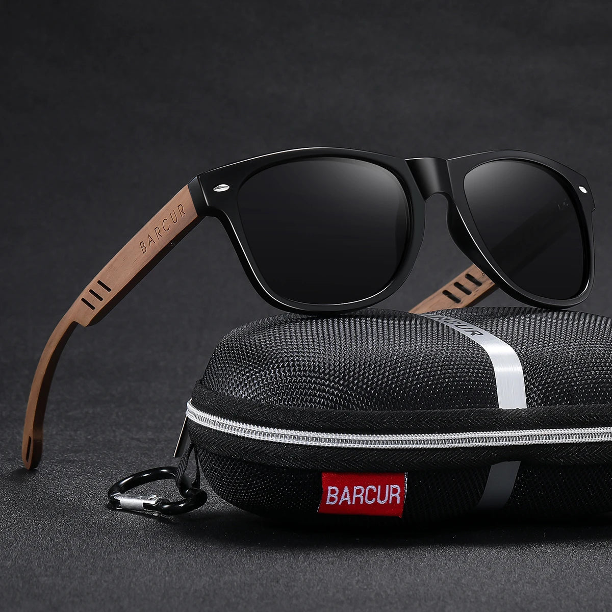 BARCUR Black Walnut Sunglasses for Men Wood Sun Glasses Man Eyeglasses Polarizing Glasses UVA&B Protection Eyewear ECO-Friendly