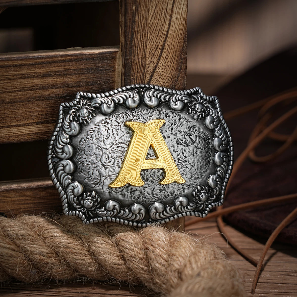 Western Belt Buckle Initial Letters ABCDEFG to Y-Cowboy Rodeo Silver Large Belt Buckle for Men Women