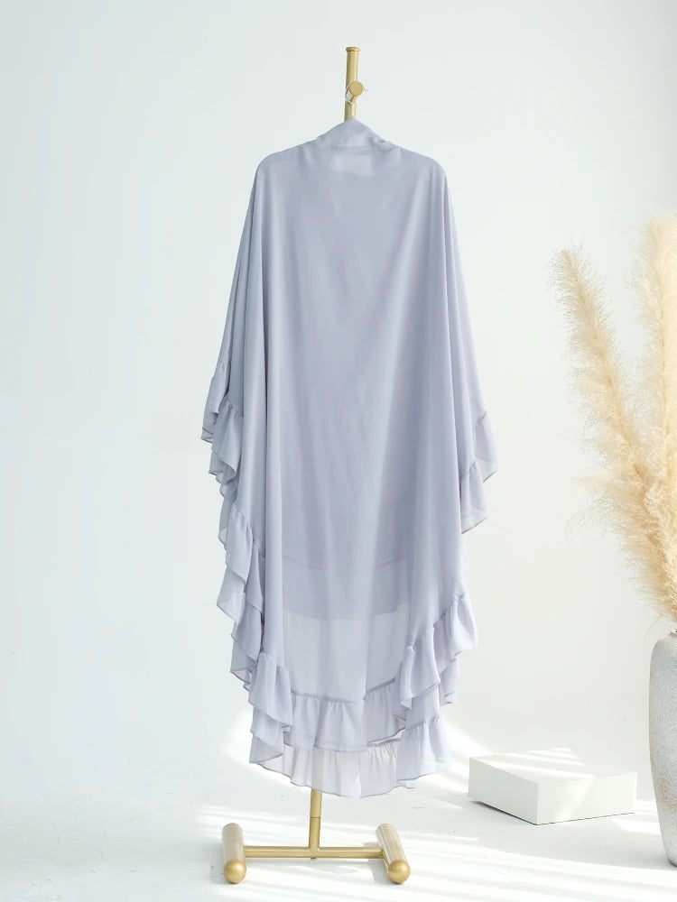 Long Chiffon Khimar Abaya Niqab Muslim Maxi Hijab for Women – Elegant Islamic Prayer & Ceremonial Clothing