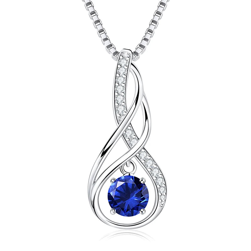 Lnngy 925 Sterling Silver Pear Cut Artificial Emerald Pendant Necklace Colorful Birthday Stone Necklaces Jewelry for Friends